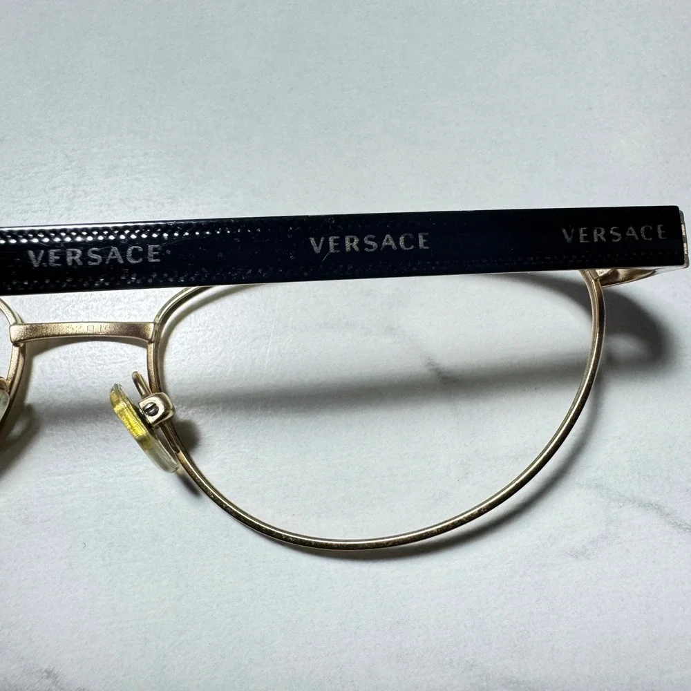 Versace Gold and Black Cat Eye Optical Eyeglass Frames Made in Italy 52-18